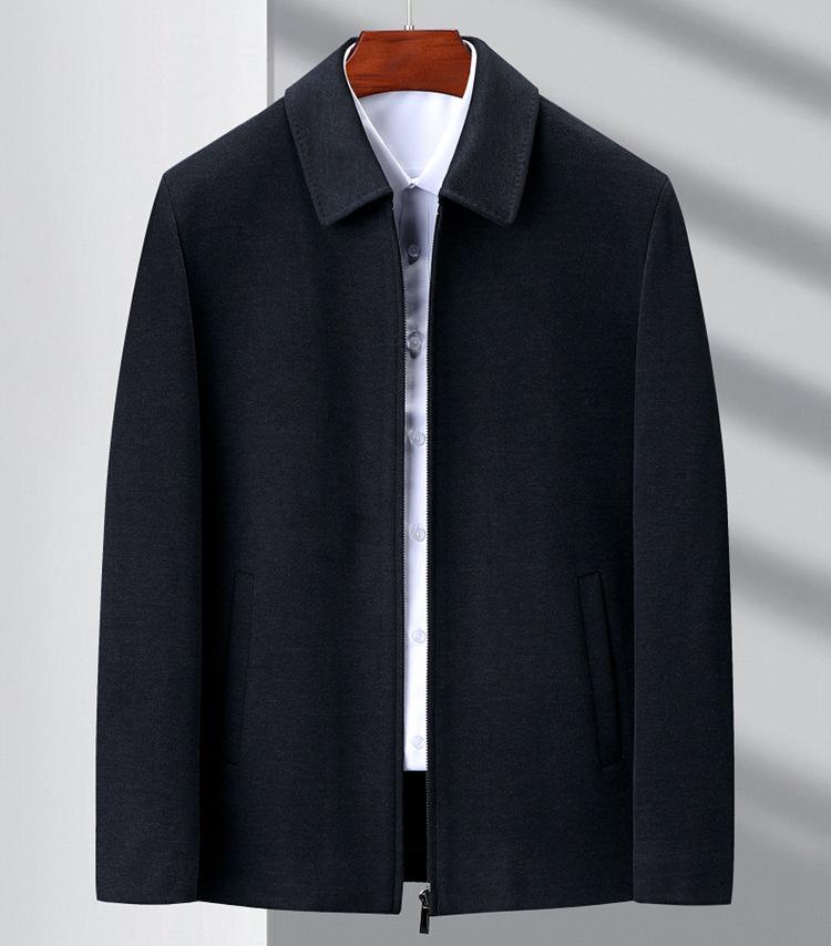 Мужская осенне-зимняя плотная шерстяная куртка в стиле business casual для среднего возраста - Большой размер Отцовская верхняя одежда