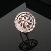 Women Designer Rose Gold CZ Flower Finger Ring (adjustable)