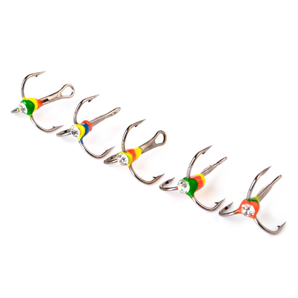 5 шт. 6/8/10/12 размера Зимний крючок для подледной рыбалки Морской рыболовный крючок с тремя челюстями Высокоуглеродистая сталь Тройной крючок Рыболовный аксессуар