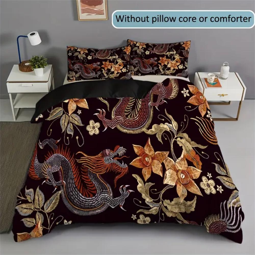 Chinese Dragon Bedding Set Duvet Cover Set Double Twin Full Size Teens Adults Bedclothes Soft Polyester Bed Linen For Baby