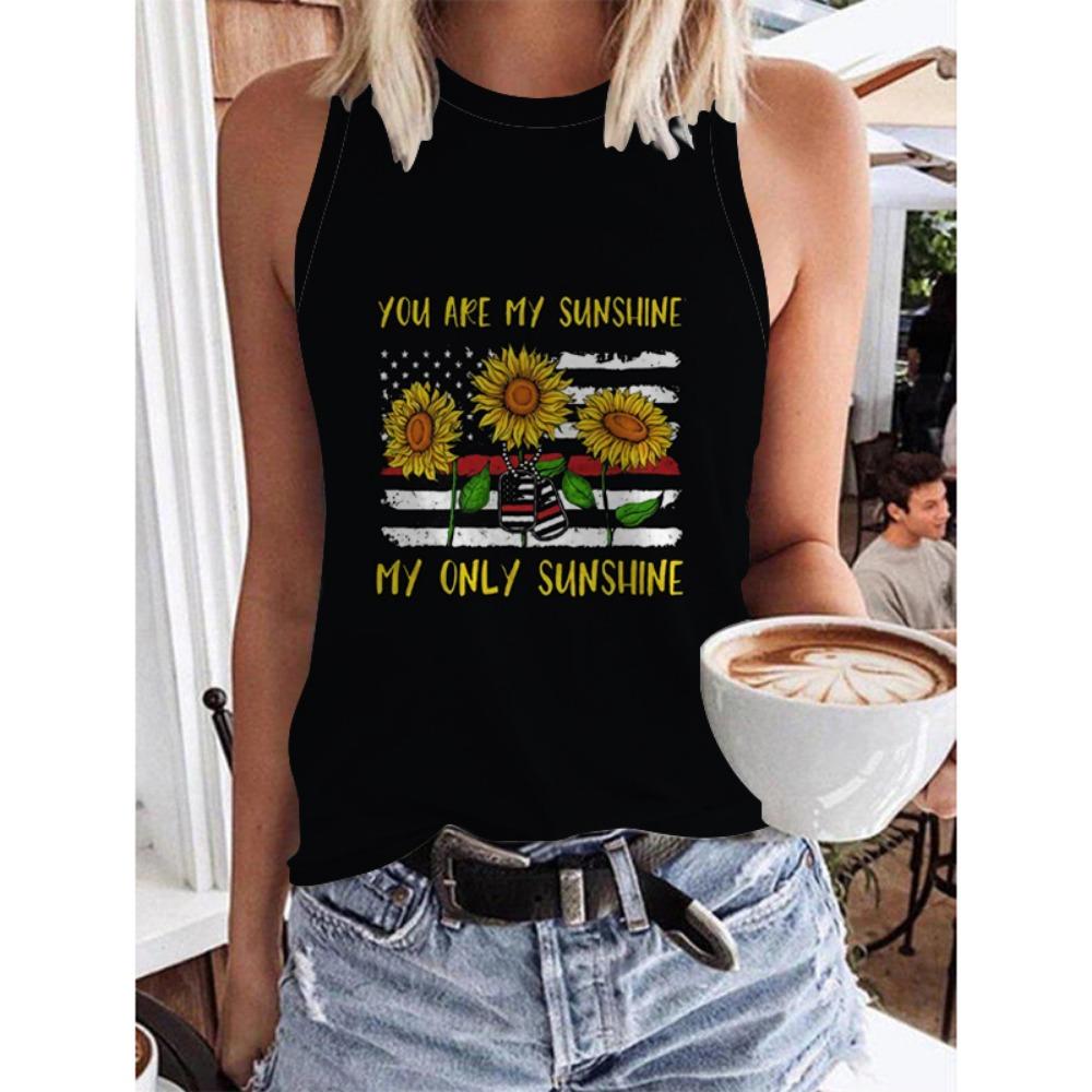 Sunflower Flower Floral 3D Printed Tank Tops Women's Fashion Oversized Sleeveless O-Neck Vest Streetwear Woman Camisole Clothing