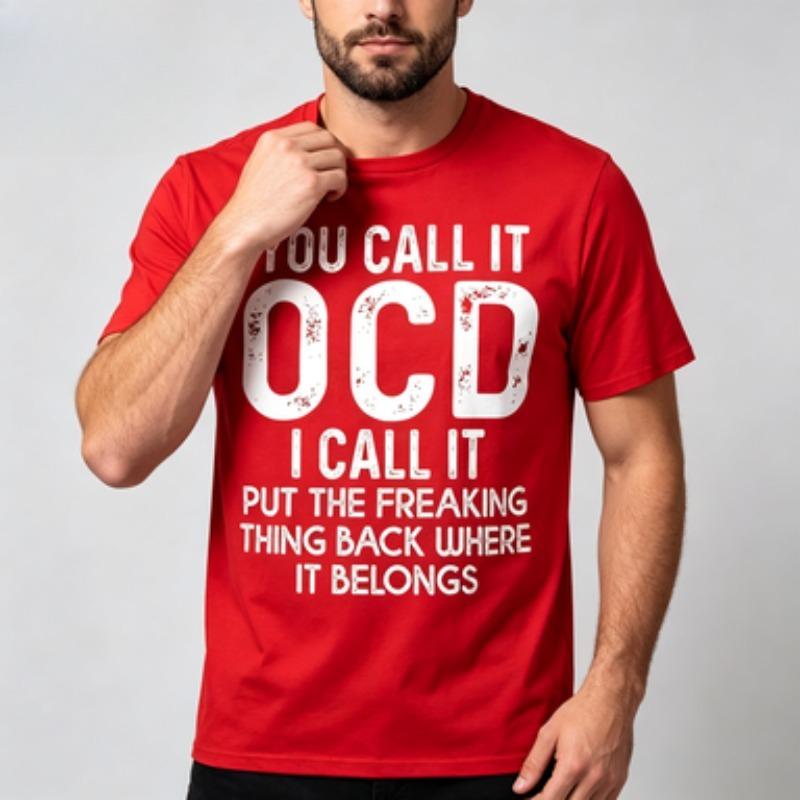 2026 New Unisex Pure Cotton Tee Vintage Worn Ocd Funny Slogan Print Streetwear Neat Freak Summer Male Loose Fit Shirts