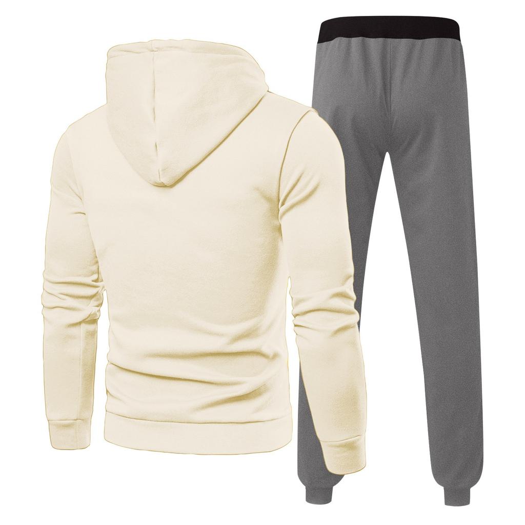 Мужской зимний однотонный худи с капюшоном на кулиске и спортивные штаны