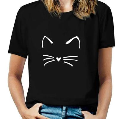 Унисекс Милая Кошка Котёнок Футболка Мяу Силуэт Дизайн Футболка Подарок Для Унисекс Унисекс