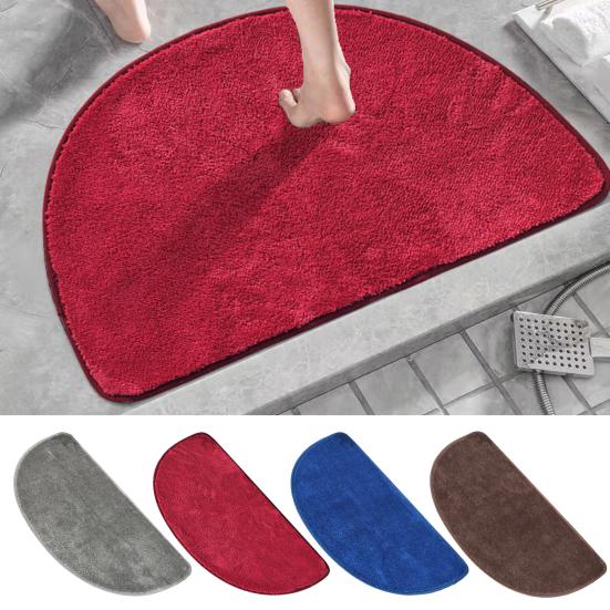 Полукруглый дверной коврик, нескользящий входной коврик, однотонный плюшевый напольный коврик для домашнего интерьера, входной двери, коридора, ванной комнаты