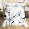 Dandelion Floral Duvet Cover King Queen Wooden Plank Farmhouse Comforter Cover Microfiber Dragonfly Botanical Weed Bedding Set