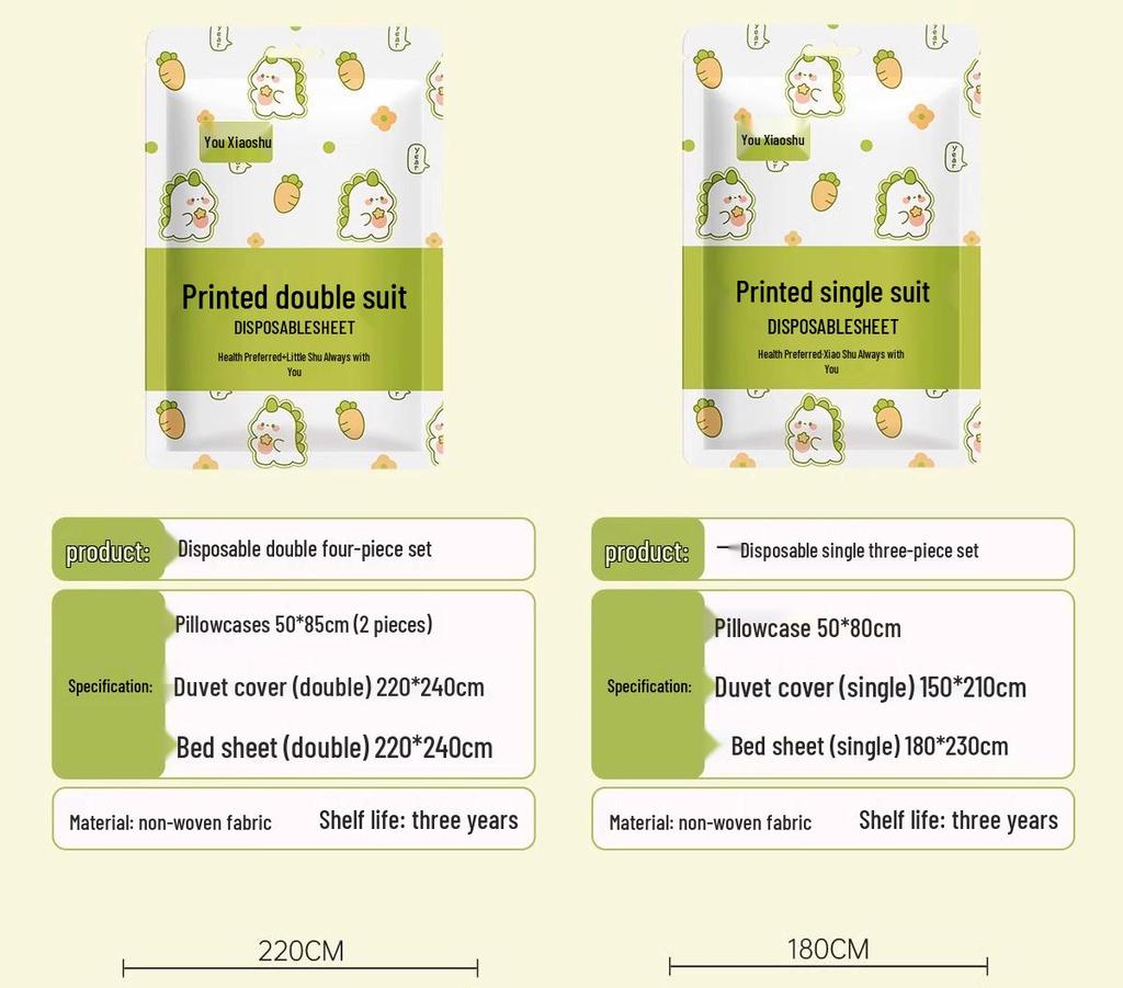 Портативный гостиничный постельный комплект: Одноразовые простыни, пододеяльники, наволочки - Идеально для путешествий и командировок, Спрессованы для удобства
