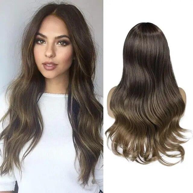 Long Wavy Wigs Ombre Gray To Watermelon Red Black Grey Purple Blue Brown Synthetic Hair For Black White Women Cosplay Party