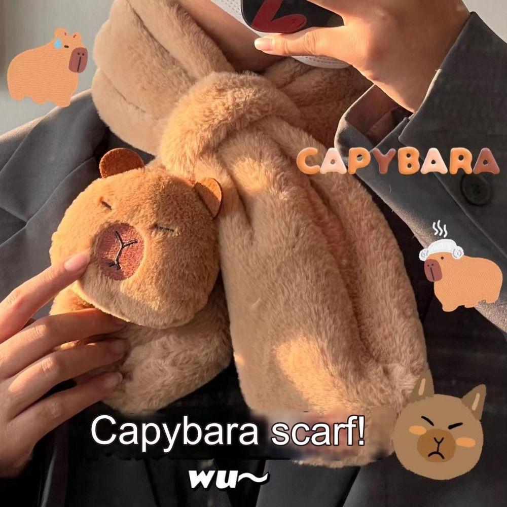 Cartoon Capybara Plush Scarf Warm Gloves New Earmuffs Women