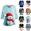Женская модная и повседневная рождественская футболка с рукавом три четверти