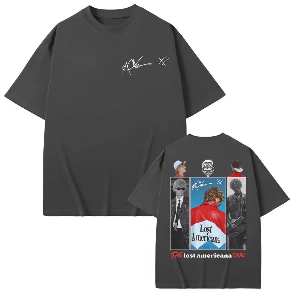 MGK Lost Americana Tour 2026 Графические футболки Мужские Женские Мода Хип-хоп Футболки Весна-Лето Повседневная Хлопок С коротким рукавом Топ