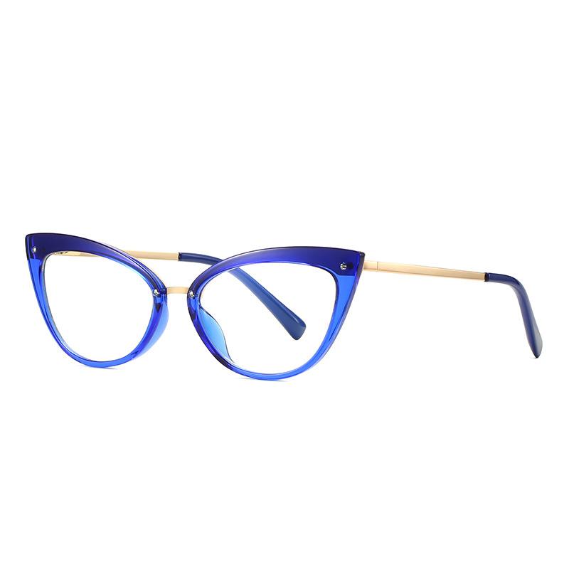 Fashion Cat Eye Anti Blue Light Glasses Frame Men Women Spring Leg Optical Computer Goggles Eyeglasses Flat Lens Trend Eyewear
