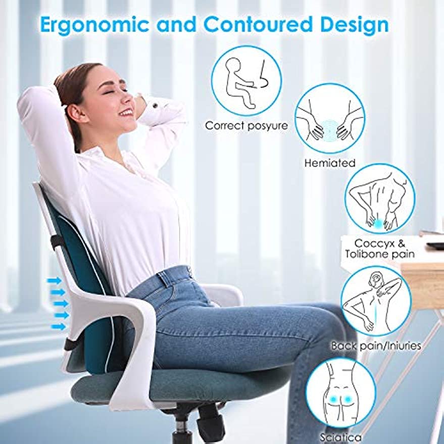 Lumbar Support Pillow Memory Foam Car Seat Waist Cushion Relieve Back Pain Soft and Comfortable For Office Home Car