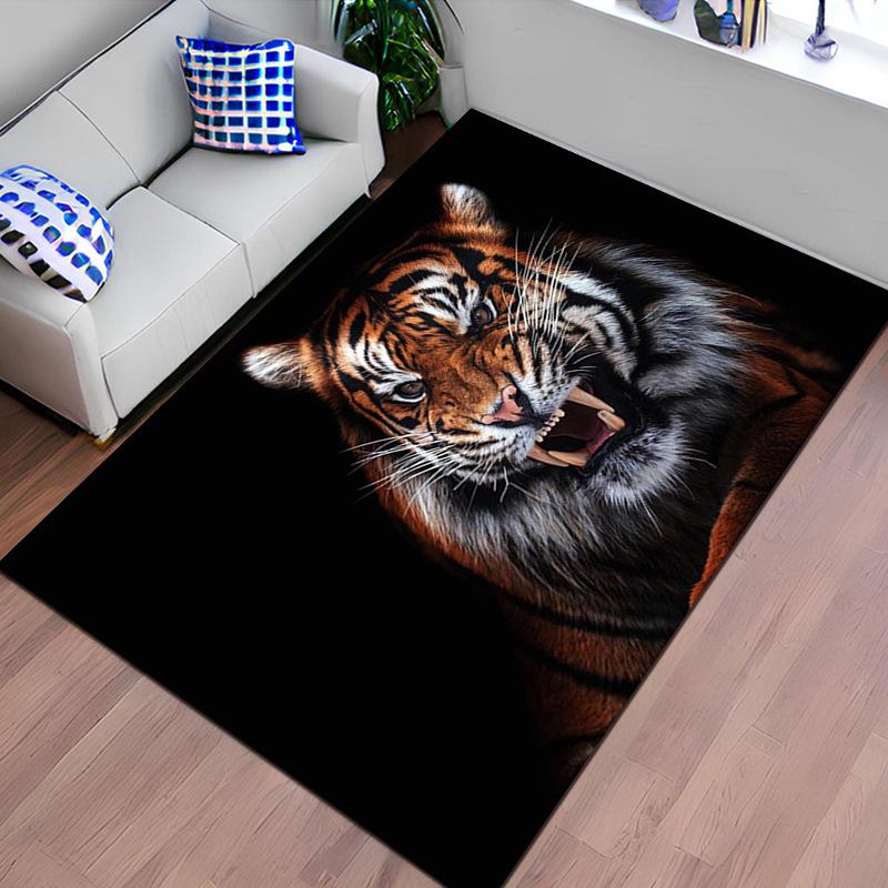 3D Tiger Cartoon Animal Print Living Room Carpet for Sofa, Coffee Table, Bedroom.