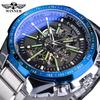 WINNER New Top Men's Watch Automatic Mechanical Strap Calendar Water Ghost Series Watch Silver Stainless Steel Waterproof Luminous