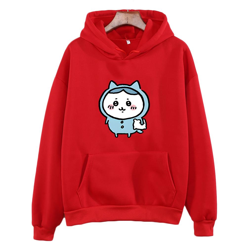 Chiikawa Эстетическая толстовка с капюшоном в стиле комиксов Толстовка для пар стандартного кроя для женщин/мужчин с принтом в стиле гранж японского аниме для обычных девочек