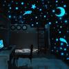 100 Pcs Plastic Wall Stickers Luminous Stars Glow In the Dark Blue 3cm/3.8cm Room Decal