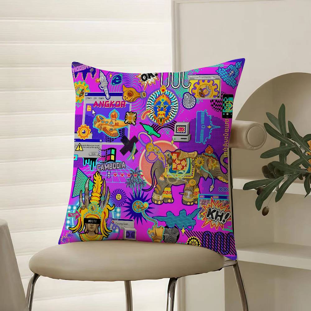 Восточный Классический Будда Статуя Принт Наволочка Комфорт Диван Кровать Шелковистая элегантная Невидимая молния Декоративная наволочка