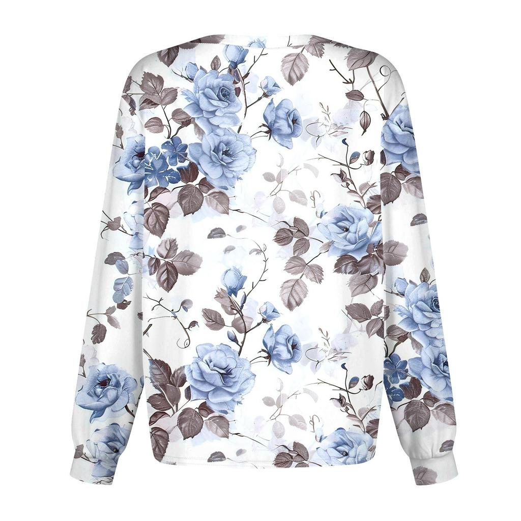 Женский повседневный однобортный однобортный защитная одежда с длинными рукавами и цветочным принтом, кардиган, топ