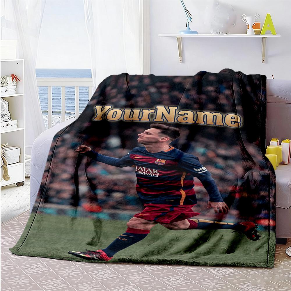 Messi 82 Customize Text Blanket Throw Customizable Blanket Ultra-Soft Throw For Office Chair Livingroom Couch Living Room All-Season Use