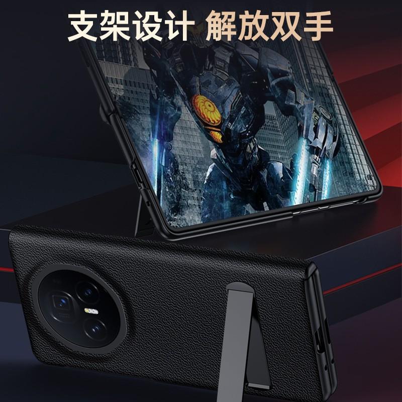Premium Nappa Leather Flip Case Honor Magic V3 With Built-in Stand Magnetic Hinge Protection Screen Film Included