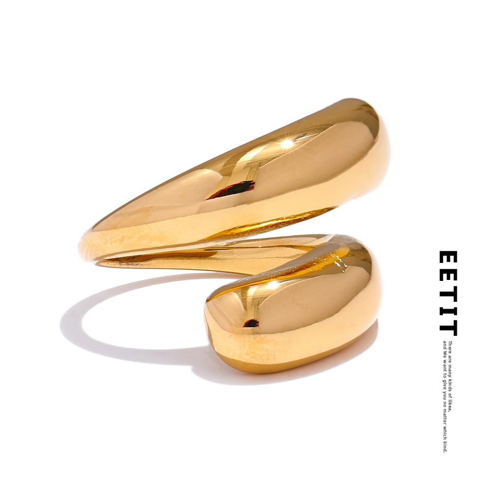 Eetit Chic Unique Stainless Steel Unusual Ring Water Resistant 18K PVD Plated Simple Sleek Metal Fashion Jewelry Bijoux Gift