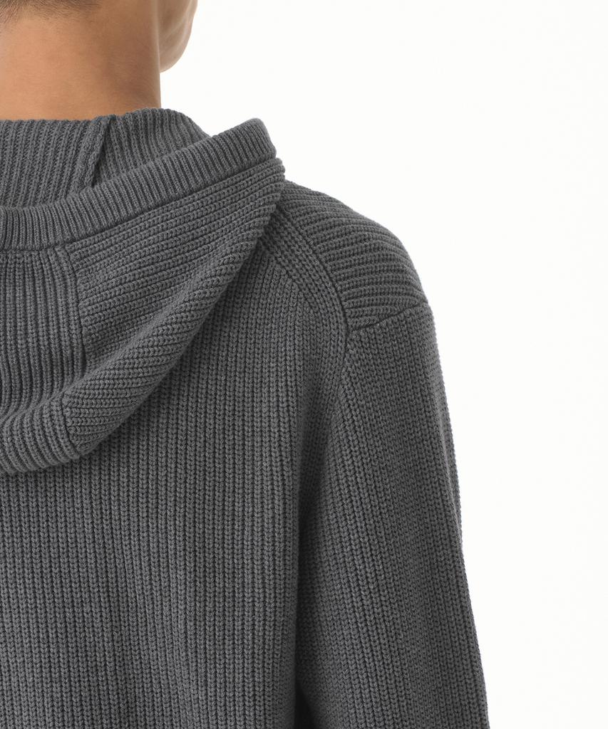 MUSINSA STANDARD Ribbed Knit Hooded Zip-Up [Gray]