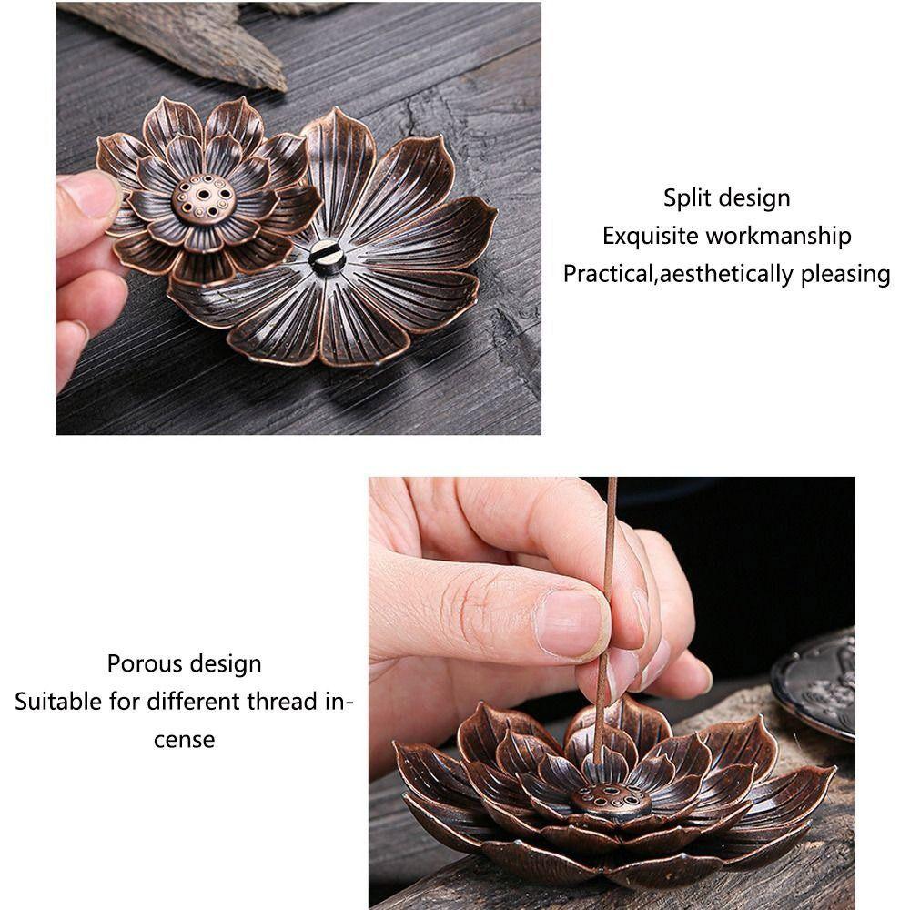 Multi-Hole Lotus Censer Alloy Incense Stick Holder Simple Incense Tray  Temples Home Office