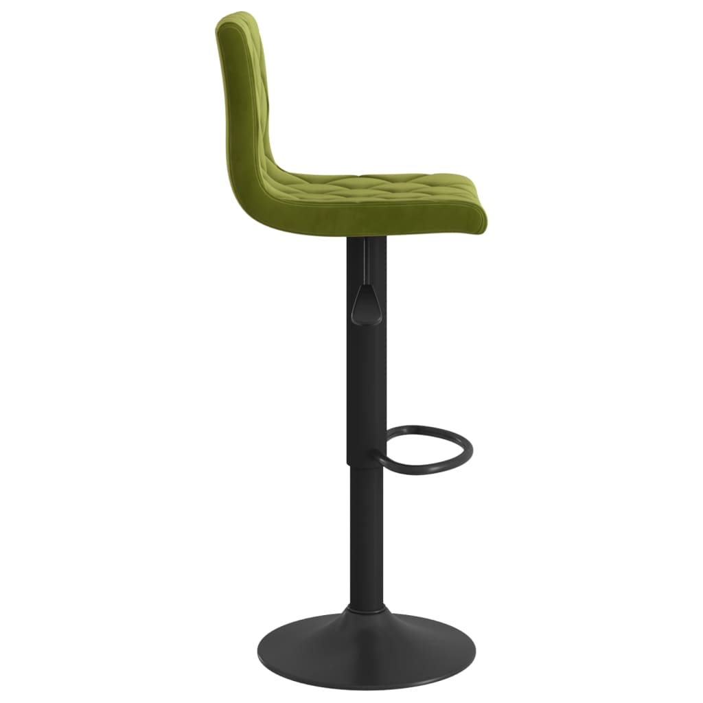 Bar Stool Set of 2 Light Green Velvet