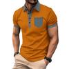 Men's Casual Polo Shirt Lapel Button Color Matching T-Shirt Top