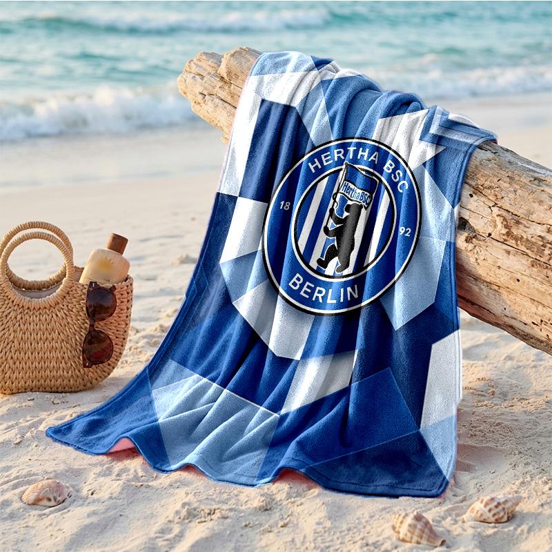 Hertha BSC FC Печатное Микрофибровое Пляжное Полотенце Быстросохнущее Впитывающее Большое Полотенце Для Пляжа Плавания Путешествий