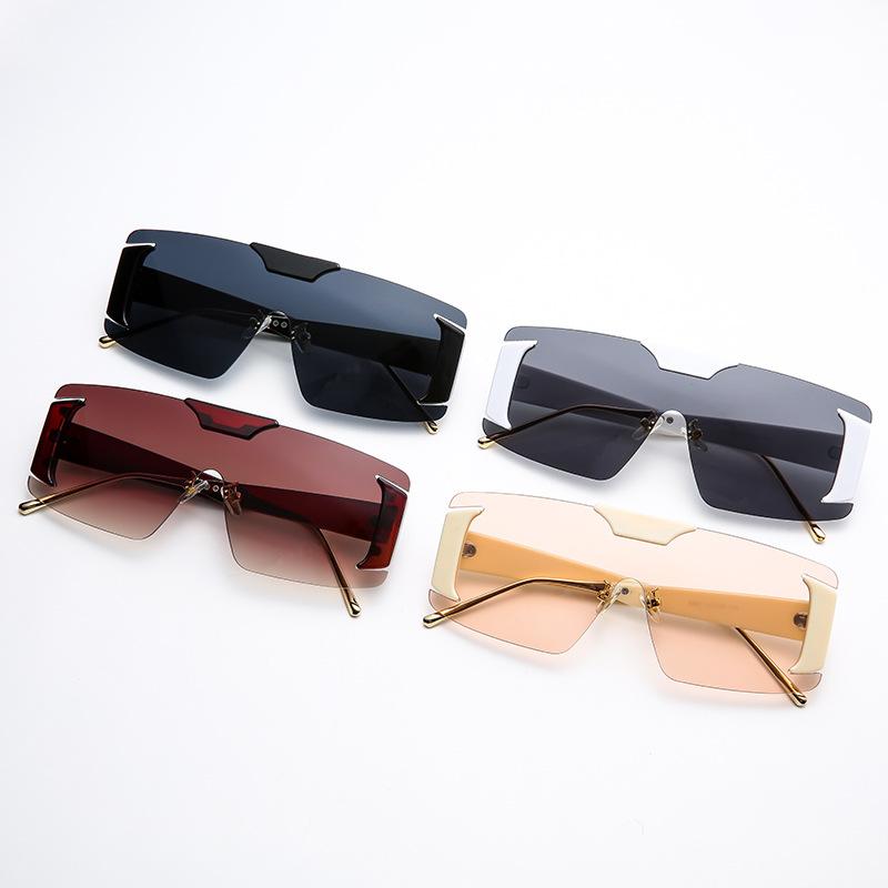 New personalized frameless integrated sunglasses men's and women's trendy large-frame sunglasses street shot glasses s