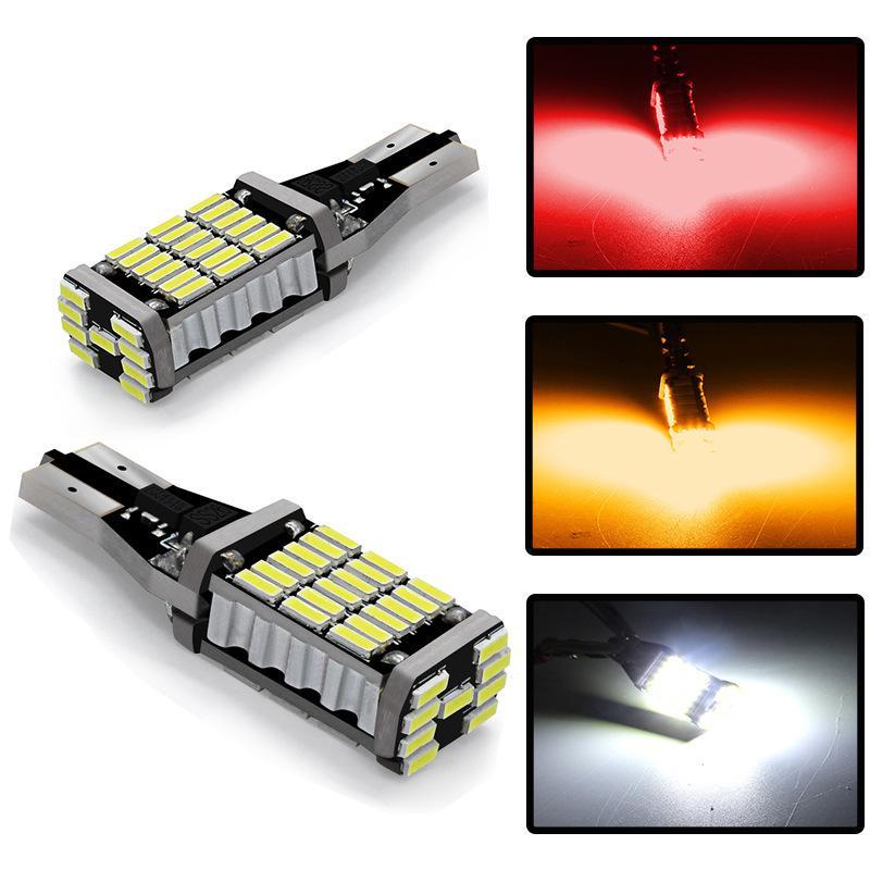 2 шт. улучшенные светодиодные лампы T15 W16W 45 SMD 4014 для автомобиля, авто Canbus, фонари заднего хода, стоп-сигналы, фонари заднего хода
