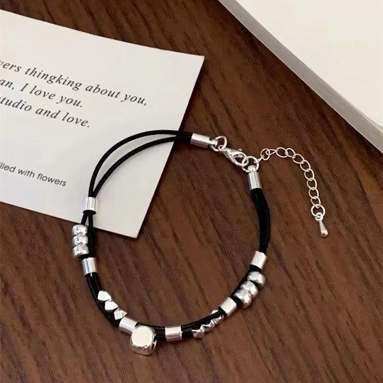 Unique Geometric Silver Square Leather Bracelet For Men And Women 2024 Summer