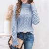 Women's High Collar Sweater - Soft Elastic Pullover, Essential Solid Color Top for Autumn and Winter, Hand Washed, Comfortable and Fitted