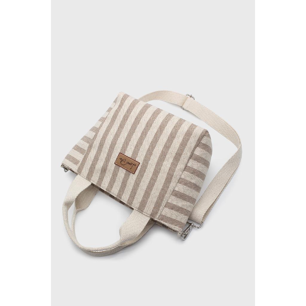 Women's Striped Mini Linen Tote Bag
