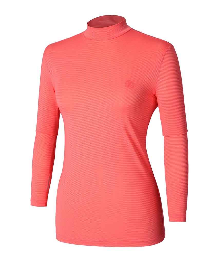 2ELA Women'S Air Snow Cooling Mock Turtleneck Long Sleeve Fingerhole T-Shirt 6 Colors (Type A)