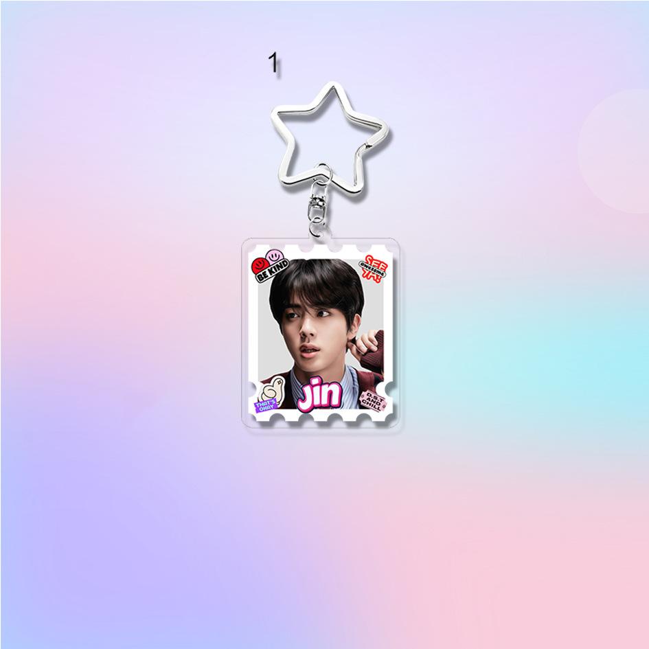 7 шт. Милый брелок-брелок в стиле штампа BTS, Фотобрелок Bangtan Boys со звездочкой, Шарм для сумки фанатов K-pop ARMY