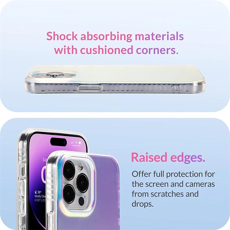 Матовый прозрачный кейс с лазерным градиентом для IPhone 17 Air 14 13 11 15 16 Pro Max Plus 12 XS XR X Флуоресцентный переливающийся чехол