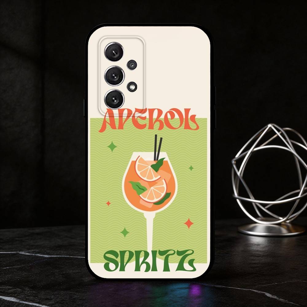Чехол для телефона A-Aperol Spritz для Samsung S25,24,21,22,23,30,Ultra,20,Plus,Fe,Lite,Note Мягкий черный чехол