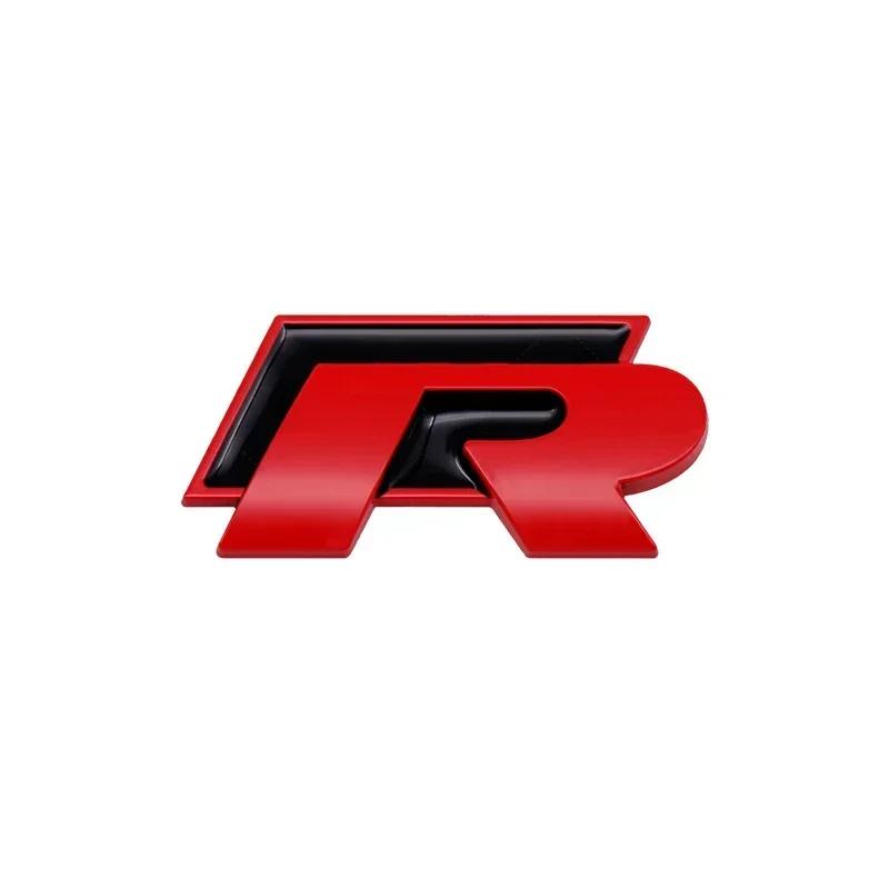 PCVHD1 R Logo Badge 3D Metal Car Metal Body Tail Trunk Sticker For Volkswagen VW Touran Beetle Golf Passat Jetta Polo Bora CC Lavida