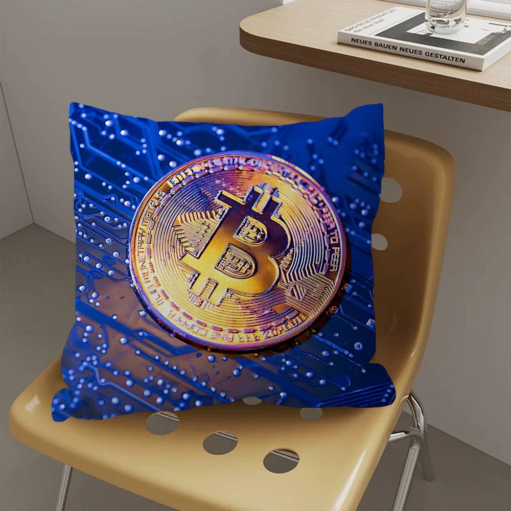 Роскошная наволочка с биткоинами для спальни и гостиной, декоративная наволочка для дивана