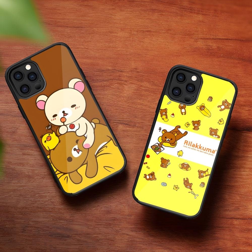 Rilakkuma Kawaii Phone Case for Iphone 16 15 14 13 Pro Max 12 11 Mini 7 8 Plus Se Xr X Xs Fundas Shell PC+TPU Cover