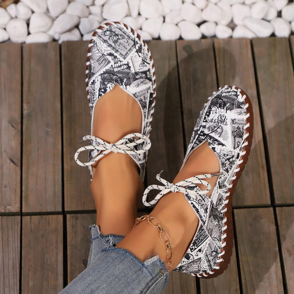 Large Size Handmade Soft Sole Casual Single Shoes for Women 2024 New Stone Pattern Casual Work Mom Shoes Soft Sole Women's Shoes