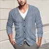 Мужская повседневная однобортная модная куртка-кардиган с длинными рукавами на пуговицах