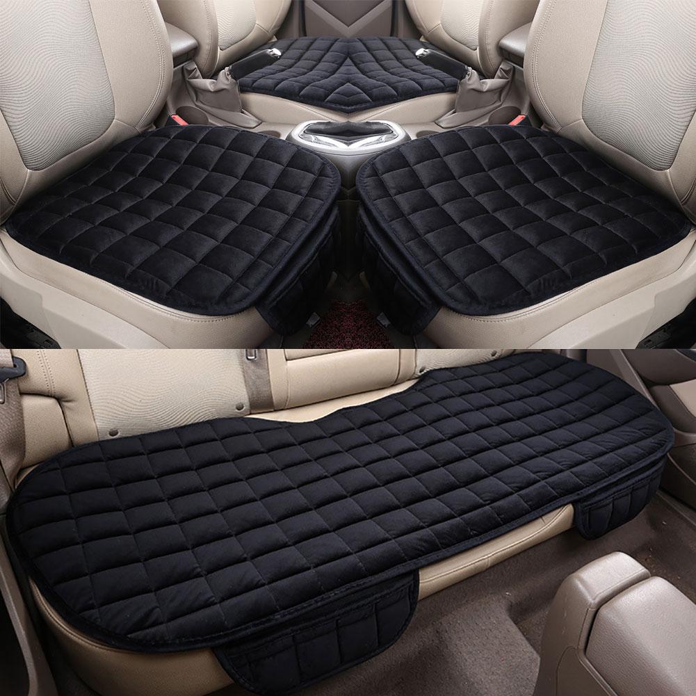 Cars Auto Parts Seat Car Cover Cushion Warm Set with Storage Pocket Anti-Slip 3Pcs Plush Winter