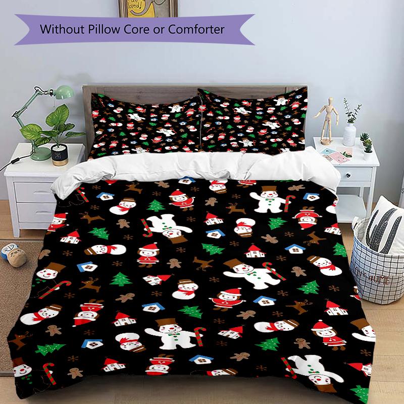 3Pcs Christmas Winter Wonderland Bedding Set Quilt Cover Pillowcase Home Christmas Halloween Gift 1 Duvet Cover 2 Pillowcase S1139