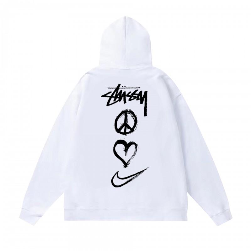 Худи Stu Streetwear Зимняя теплая хлопковая толстовка на флисе с принтом букв Свободный крой Мужская