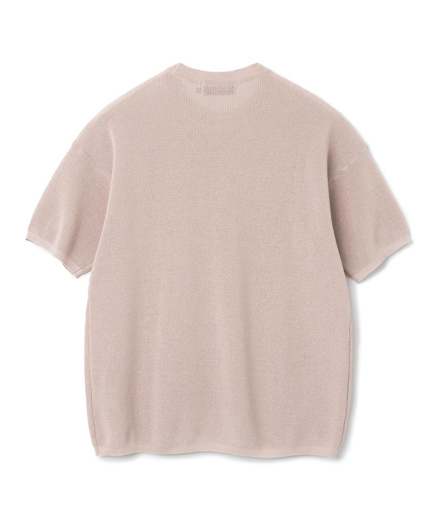 KNITTED Coolever Round Short Sleeve Knit Tee Pink