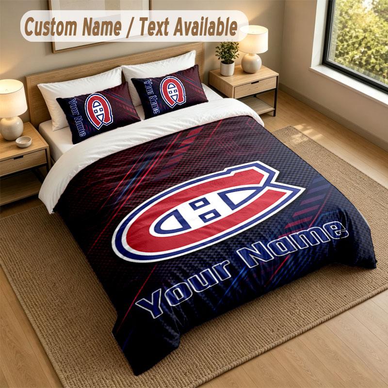 Bedding Set 1 Duvet Cover 2 Pillowcases Montreal Canadiens Print Soft Bed Linen Bedroom Decor